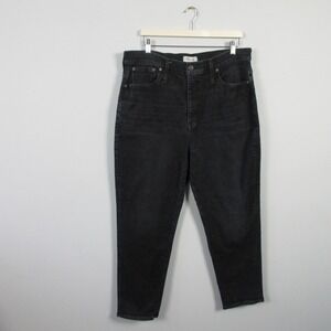 Madewell The MomJean Women 33 Black Wash High Rise Denim Jeans Comfort Fit 732